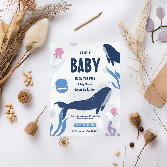 Niedlich Baby Whale Baby Dusche Einladung (Von Creator hochgeladen)