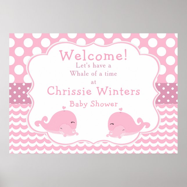 Niedlich Baby Whale Pink Girl Baby Shoster Poster (Vorne)