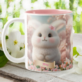 Niedlich Baby White Rabbit Pink Garden Personalisi Zweifarbige Tasse