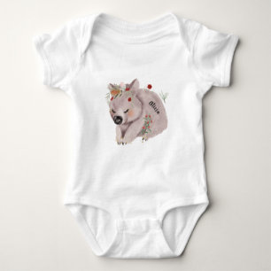 Niedlich Baby Wombat Gold Speckle Individuelle Nam Baby Strampler