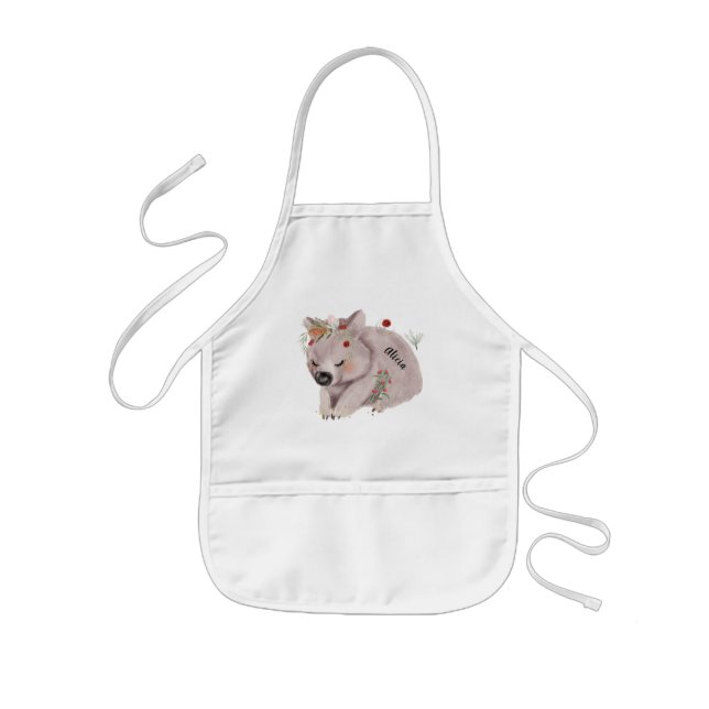 Niedlich Baby Wombat Gold Speckle Individuelle Nam Kinderschürze (Vorne)