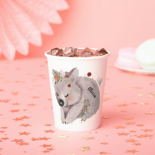Niedlich Baby Wombat Gold Speckle Individuelle Nam Pappbecher (Insitu)