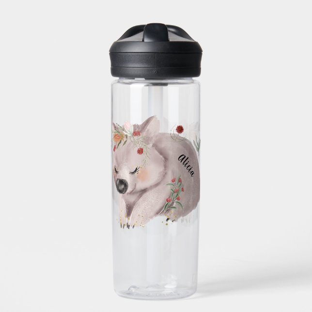 Niedlich Baby Wombat Gold Speckle Individuelle Nam Trinkflasche (Vorderseite)