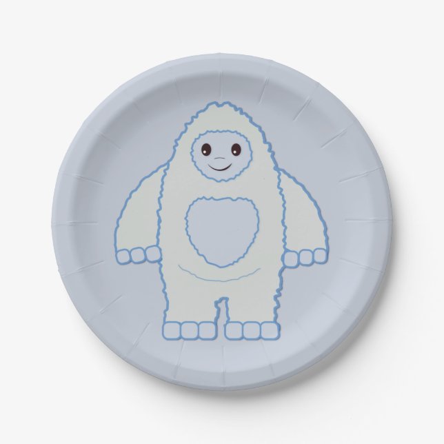 Niedlich Baby Yeti Pappteller (Vorderseite)