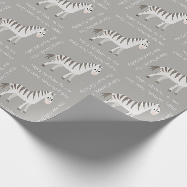 Niedlich Baby Zebra Safari Themenparty oder Dusche Geschenkpapier (Ecke)