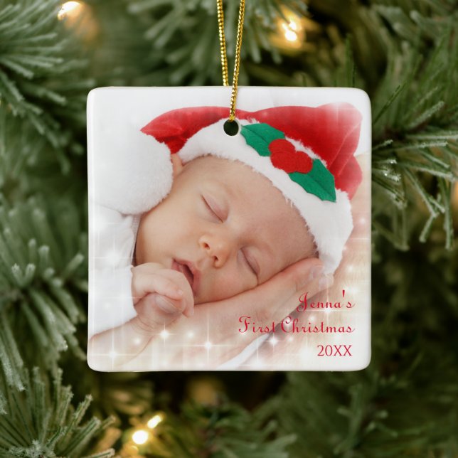 Niedlich Baby's 1. Weihnachts-Foto Keramik Ornamen Keramikornament (Baum)