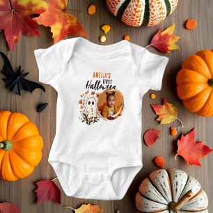 Niedlich Baby's First Halloween Ghost Foto Baby Strampler