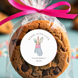 Niedlich "Backed with Liebe" Klassischer Rundaufkl Runder Aufkleber