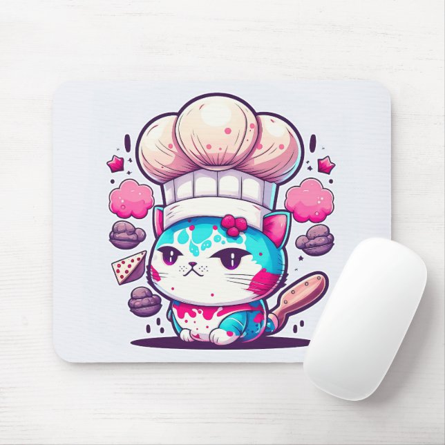Niedlich Baker Konditorei Koch Katzenkätzchen mit  Mousepad (Mit Mouse)