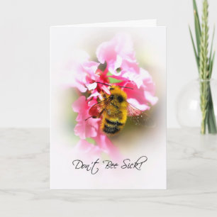 Niedlich bald wieder gut, Hummel auf rosa Blume Karte