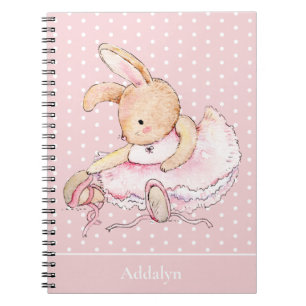 Niedlich Ballerina Bunny Rabbit Pink Tutu Polka Do Notizblock