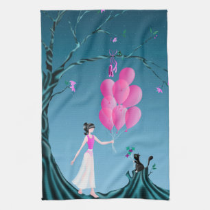 Niedlich Ballerina & Cat Night Sky Teatro Geschirrtuch