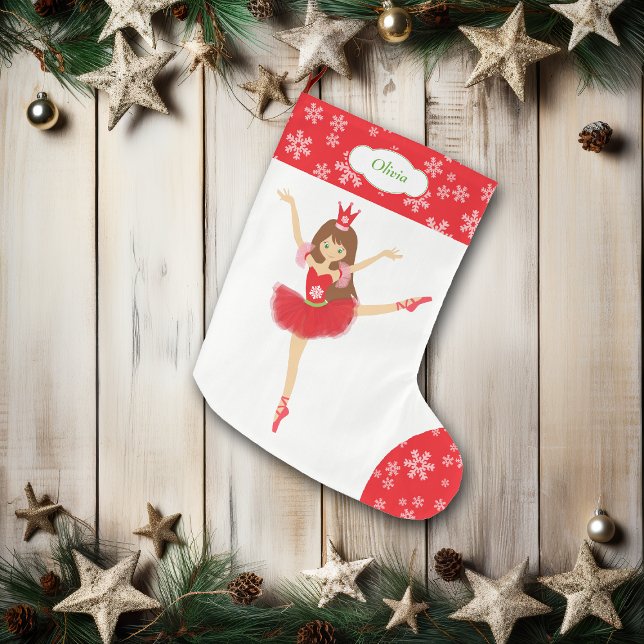 Niedlich Ballerina Dancer Personalisiert Großer Weihnachtsstrumpf (Von Creator hochgeladen)