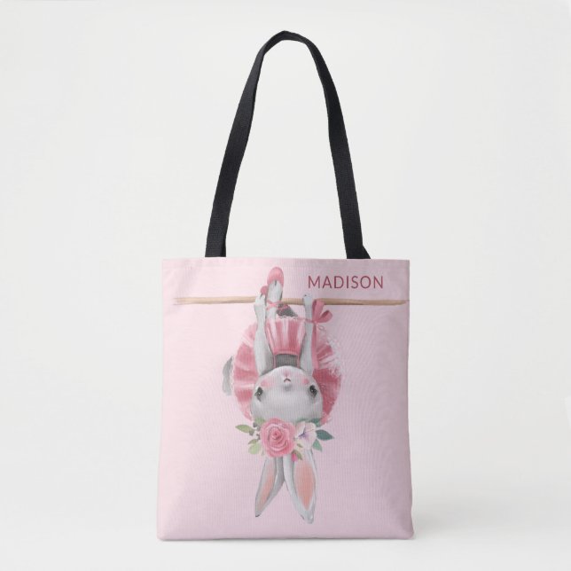 Niedlich Ballerina Pink Ballett Personalisiert Tasche (Vorderseite)