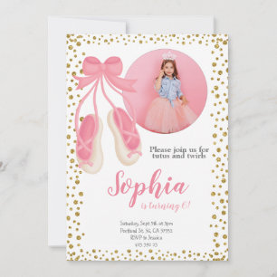 Niedlich Ballerina Pink Gold Glitzer   Mädchen zum Einladung