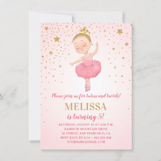 Niedlich Ballerina Pink Gold Glitzer | Mädchen zum Einladung
