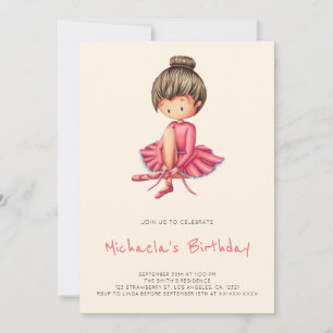 Niedlich Ballerina Pink Tutu Slippers Girl Geburts Einladung