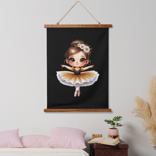 Niedlich Ballerina Wandteppich Mit Holzrahmen (Schlafzimmer)