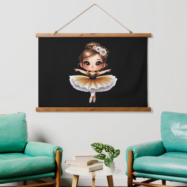 Niedlich Ballerina Wandteppich Mit Holzrahmen (Wohnzimmer)