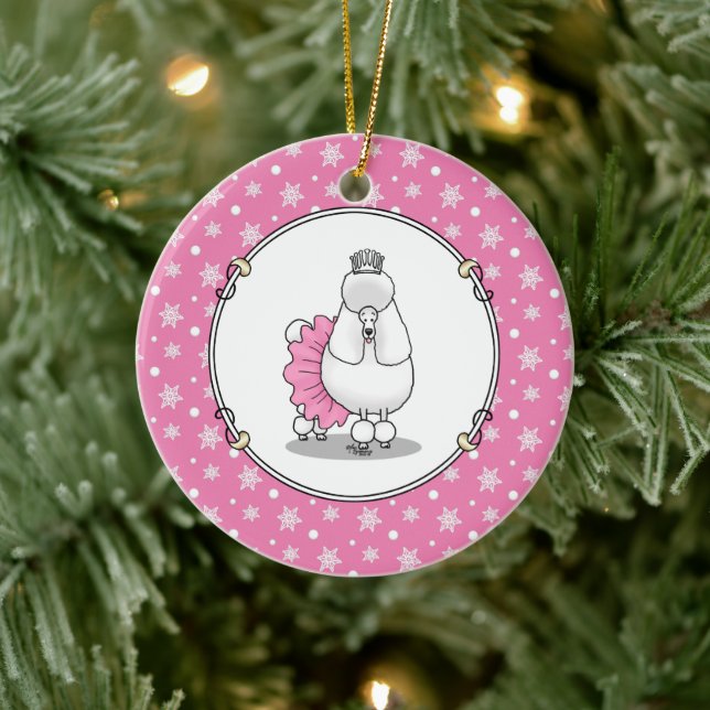 Niedlich Ballet Ballerina Princess Poodle Dog (wei Keramik Ornament (Baum)