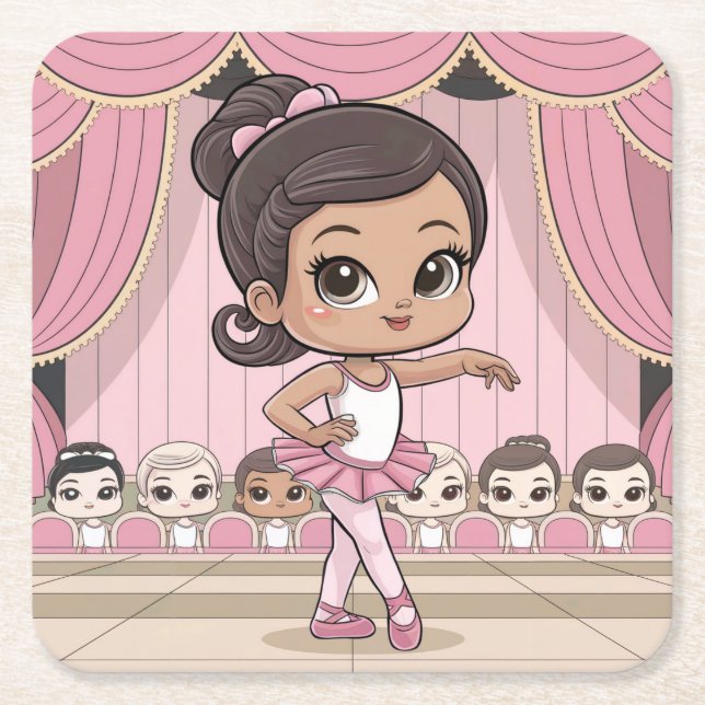 Niedlich Ballet Girl Pink Untersetzer Set (Vorderseite)