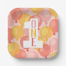 Niedlich Balloon First Birthday Paper Teller