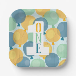 Niedlich Balloon First Birthday Paper Teller