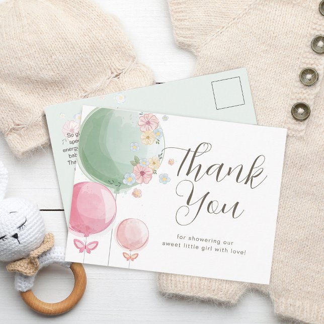 Niedlich Balloons | Babydusche Vielen Dank Postkarte (Cute Balloons | Baby Shower Thank You Postcard)