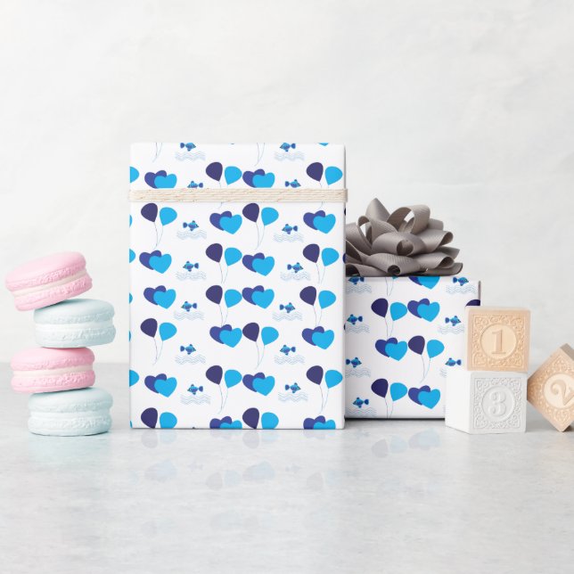 Niedlich Balloons Hört Babydusche Geburtstag Geschenkpapier (Babyparty)