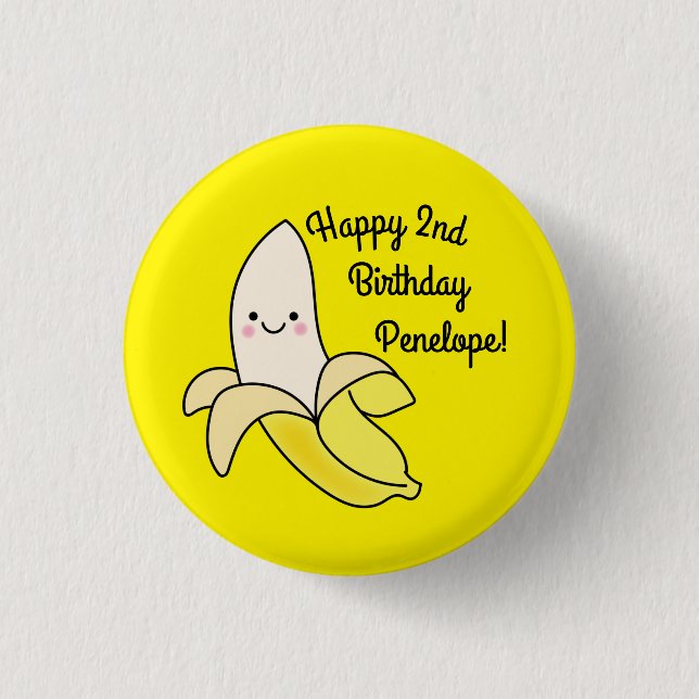 Niedlich Banana Kindergeburtstag Kawaii Button (Vorderseite)