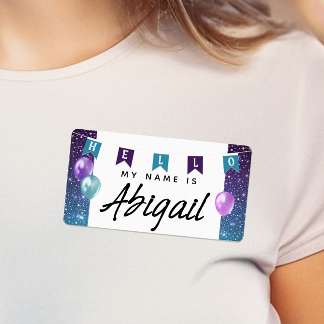 Niedlich Banner auf der Jagdfahne Hallo mein Name  (Fun Baby Shower / Children's Party Name Tags)