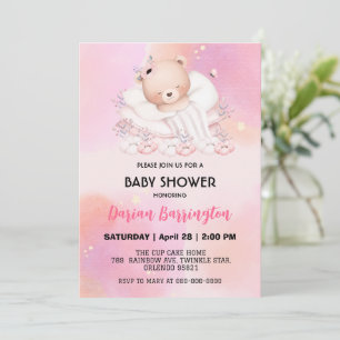 Niedlich Bären Blume Ballon Babydusche Party Mädch Einladung