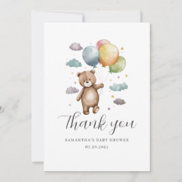 Niedlich Bärenballon Babydusche Flat Danke Karte