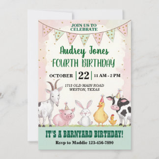 Niedlich Barnyard Birthday Einladung