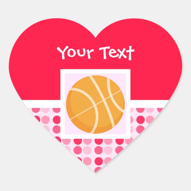 Niedlich Basketball Herz-Aufkleber (Vorderseite)