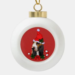 Niedlich Basset Hound Weihnachten Keramik Kugel-Ornament