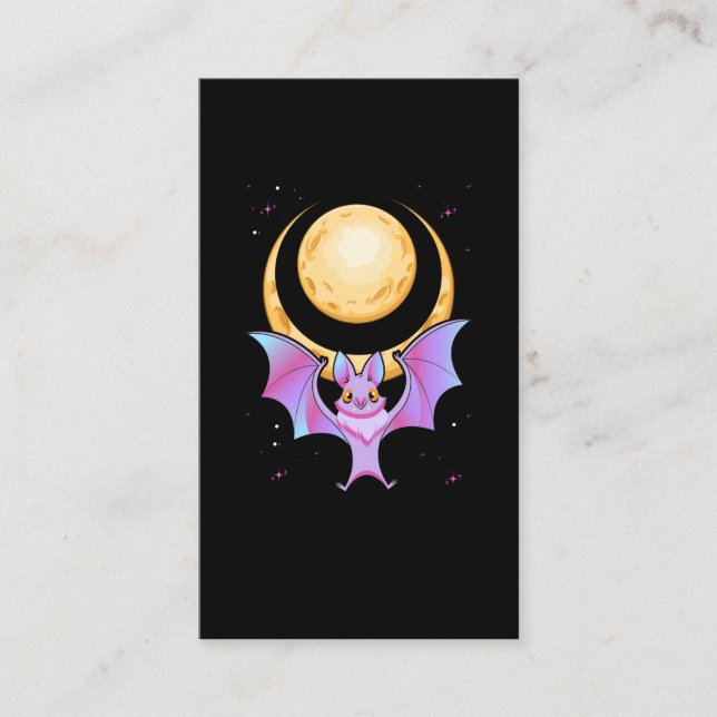 Niedlich Bat Crescent Pastel Goth Moon Kawaii Visitenkarte (Vorderseite)