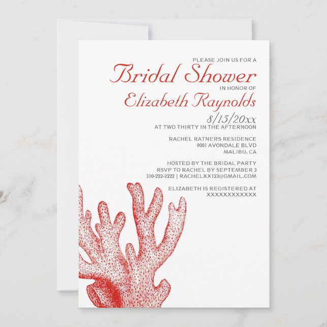 Niedlich Beach Destination Bridal Dusche Einladung (Vorderseite)