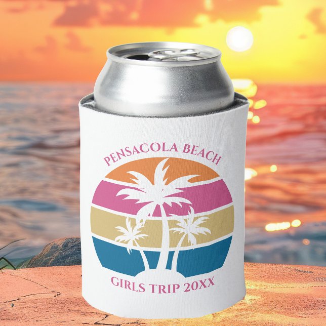 Niedlich Beach Girls Trip Palmen Bäume Custom Pink Dosenkühler (Von Creator hochgeladen)