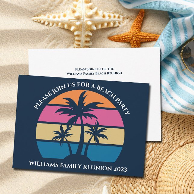 Niedlich Beach Palm Tree Tropical Family Wiederseh Einladung (Von Creator hochgeladen)