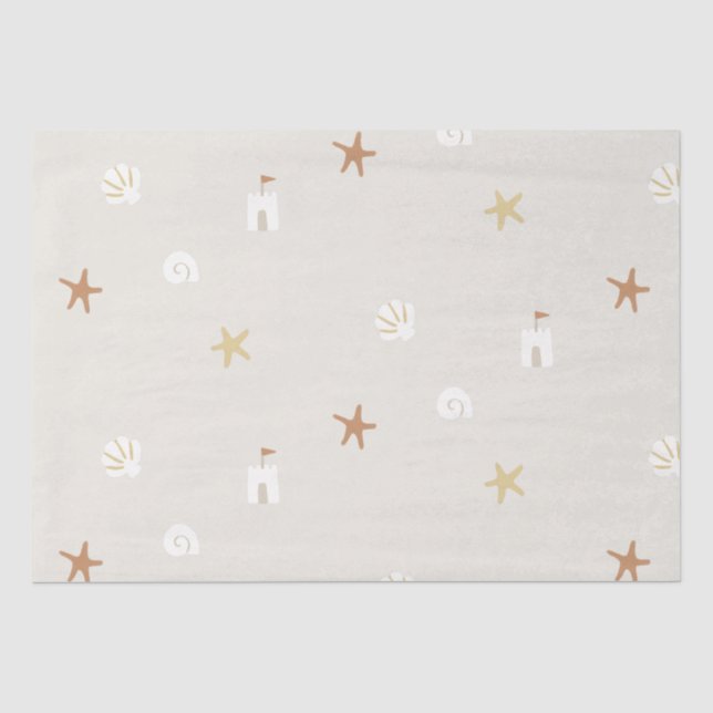 Niedlich Beach Seashell Sandcastle Starfish Seidenpapier (Vorderseite)