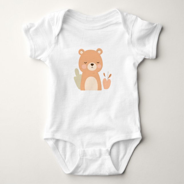 Niedlich Bear Baby Jersey Bodysuit Tierdesign Baby Strampler (Vorderseite)