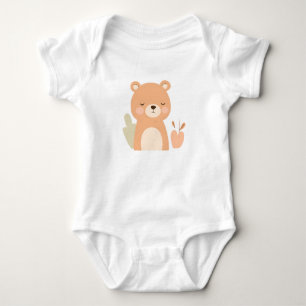 Niedlich Bear Baby Jersey Bodysuit Tierdesign Strampler