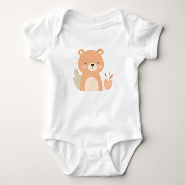 Niedlich Bear Baby Jersey Bodysuit Tierdesign Strampler (Vorderseite)