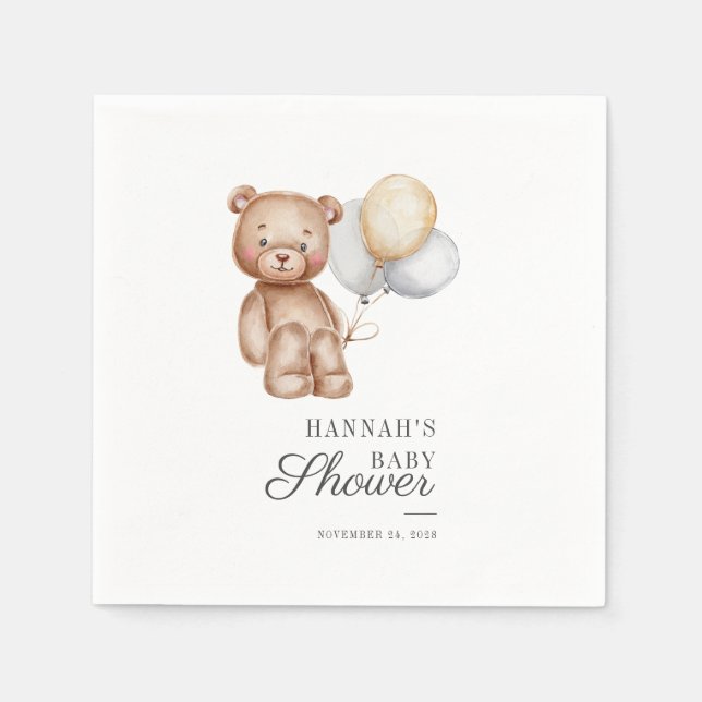 Niedlich Bear Balloons Baby Shooting Paper Serviette (Vorderseite)