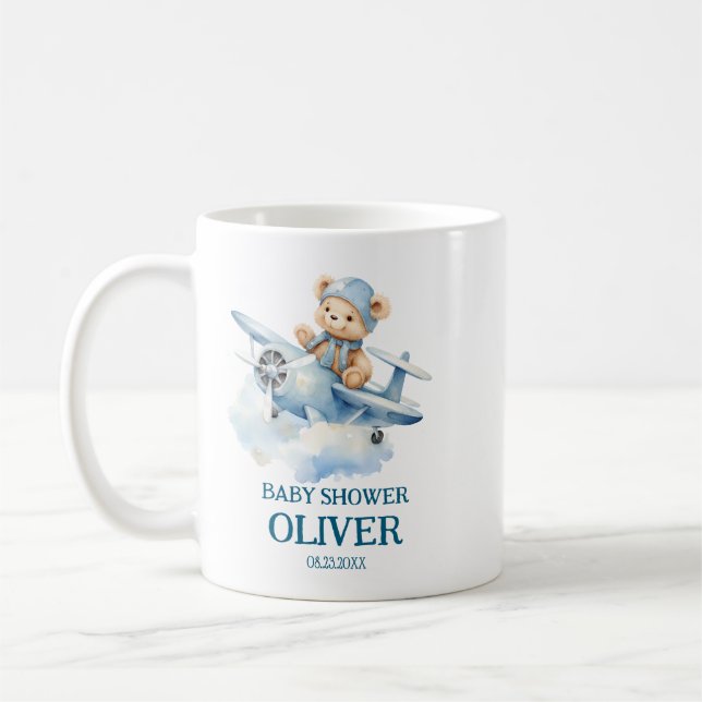Niedlich Bear Blue Flugzeug Time Fliegt 1. Geburts Kaffeetasse (Links)