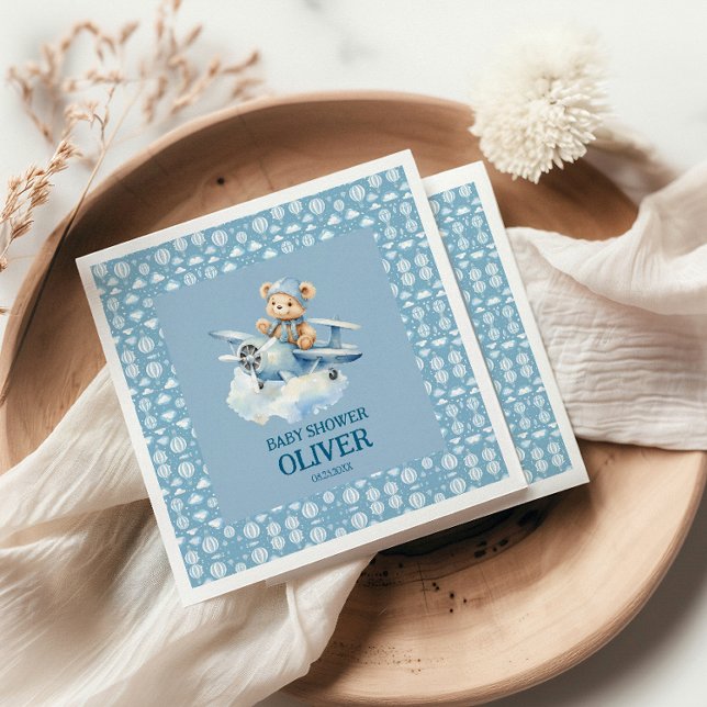 Niedlich Bear Blue Flugzeug Time Fliegt 1. Geburts Serviette (Von Creator hochgeladen)