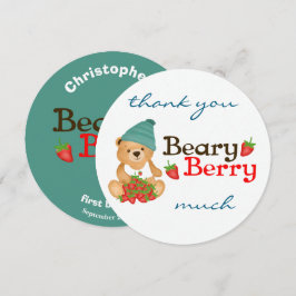 Niedlich Bear Erdbeeren Beary Berry Erster Geburts Dankeskarte