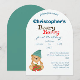 Niedlich Bear Erdbeeren Beary Berry Erster Geburts Einladung