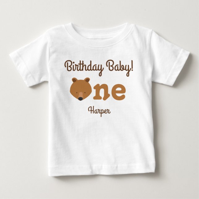 Niedlich Bear First Birthday Baby T - Shirt (Vorderseite)